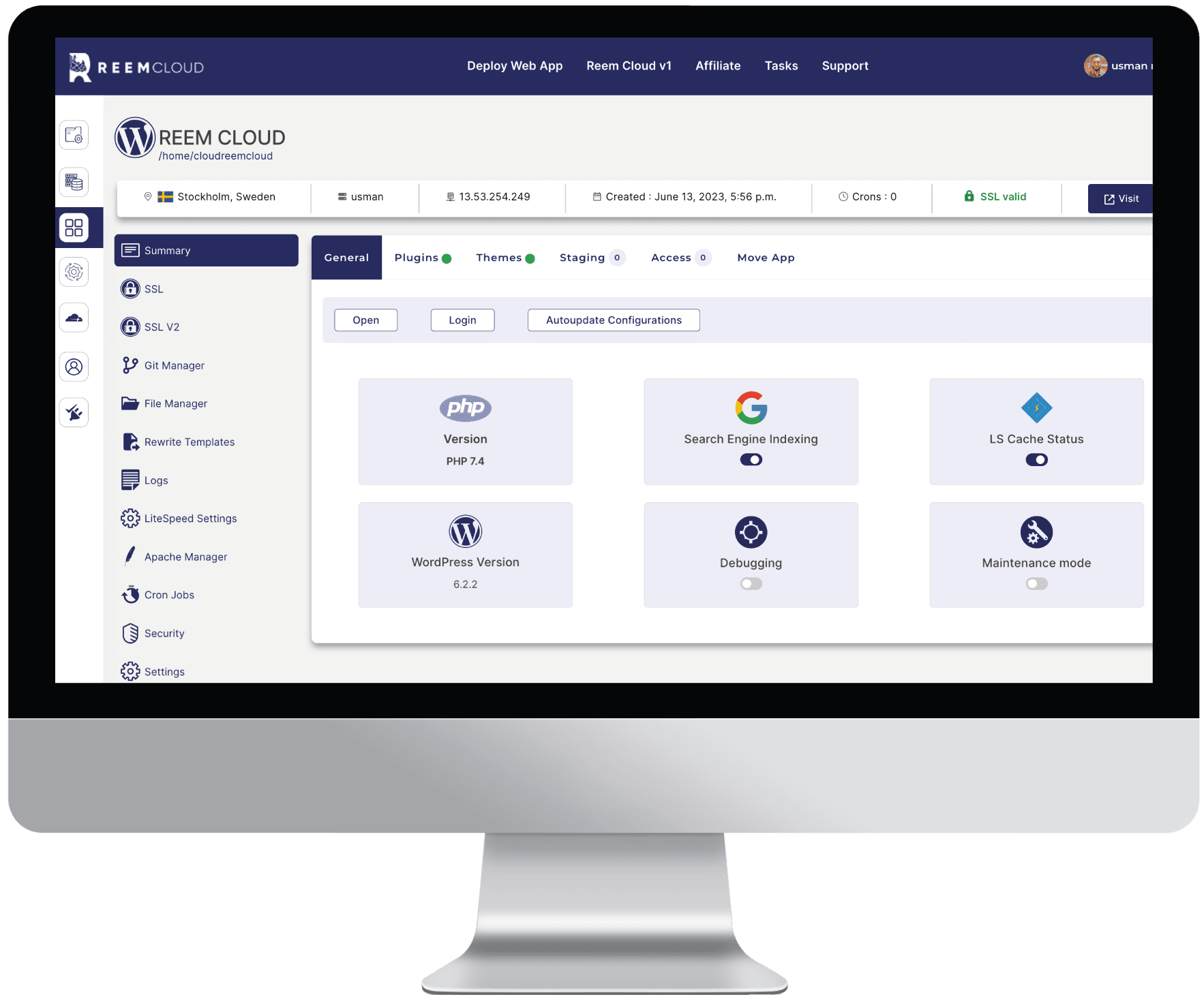 ReemCloud's Dashboard Screenshot